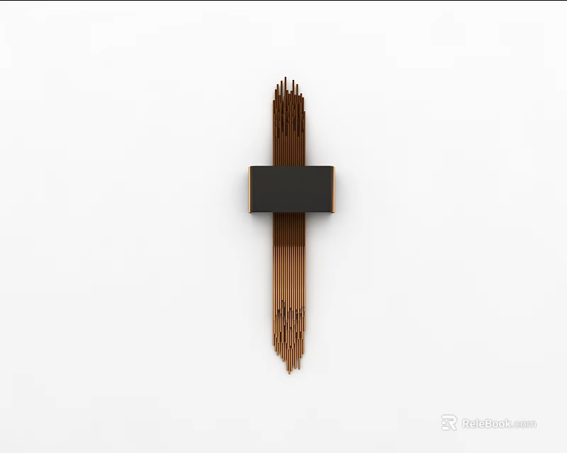 Modern Minimalist Indoor Wall Lamp With Wooden Strips And Black Square Design Accent 3d model 