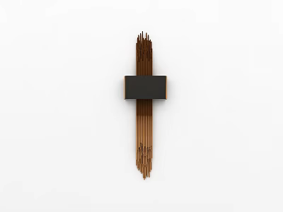Modern Minimalist Indoor Wall Lamp With Wooden Strips And Black Square Design Accent 3d model
