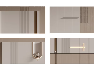 Modern Minimalist Bedroom Accent Wall With Lighting And Decor Details 3d model