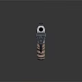 Futuristic Modern Pistol With Silver Black Body Brown Grip And Red Glowing Lines