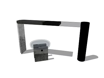 Modern Console Table Featuring Black Gray Frame Glass Top And Stone Base 3d model