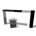 Modern Console Table Featuring Black Gray Frame Glass Top And Stone Base