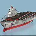 Modern Aircraft Carrier With Long Flight Deck Island Superstructure And Colorful Banners On Hull