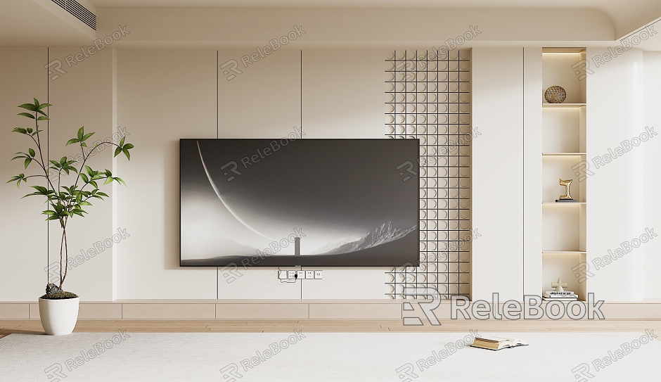 Modern TV Background Wall Cream Style TV Background Wall TV Cabinet TV model