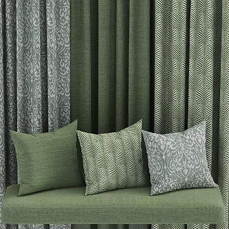 Modern fabric curtain pillow 3d model