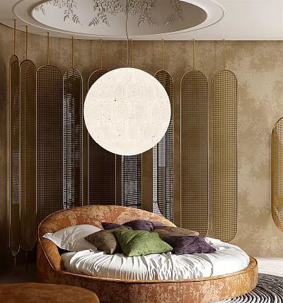 Modern Double Bed Round Bed Bedding 3d model