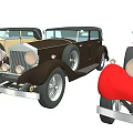 Vintage Convertible Cars In Various Colors With Classic Luggage Trunk Design