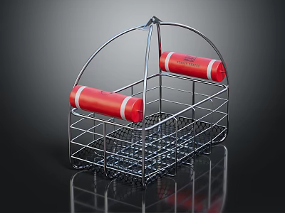 Industrial Metal Equipment Storage Rack With Red Cylindrical Containers And White Labels 3d model