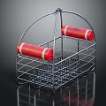 Industrial Metal Equipment Storage Rack With Red Cylindrical Containers And White Labels