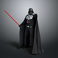Darth Vader Character In Black Costume With Helmet And Red Lightsaber