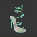 Colorful Butterflies Decorate Pink High Heels With Green Straps And Details
