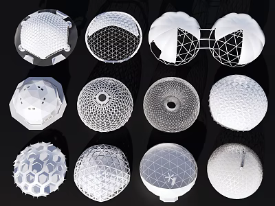 Various Modern Canopy Design Options With Geometric Patterns And Mesh Structures 3d model
