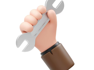 Game and Movie Character With Cartoon Hand Holding Silver Wrench And Brown Sleeve Cuff 3d model