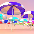 Colorful Outdoor Umbrellas As Patio Furniture With Multiple Bright Hues Arranged Together
