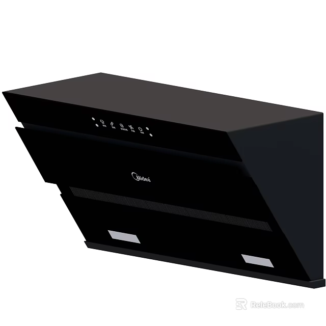 Black Modern Kitchen Range Hood With Control Panel And LED Lighting 3d model 