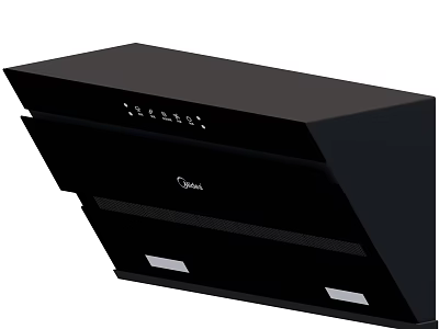 Black Modern Kitchen Range Hood With Control Panel And LED Lighting 3d model