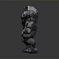 Silver Mechanical Humanoid Character With Muscular Build Complex Structure And Metallic Texture 3d model