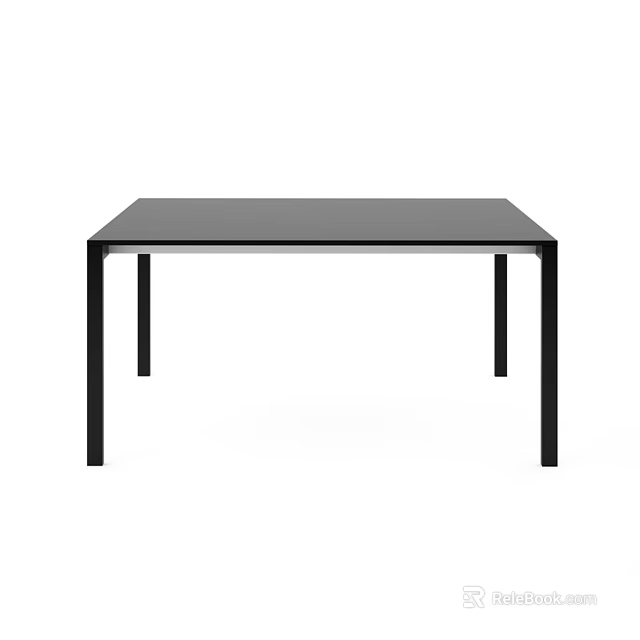 Modern Minimalist Black Desk With Simple Tabletop And Sturdy Black Legs 3d model 