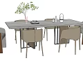 Modern Dining Table and Chair Combination Dining Table and Chair 3d model