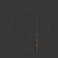 Detailed Mast And Sail Structure 3D Model With Rigging Lines And Crossbeam