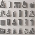 Decorative Laboratory Glassware Wall Decor with Beakers Test Tubes and Flasks 3d model