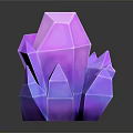 Shiny Purple Polyhedral Crystal Cluster With Geometric Shapes On Dark Surface