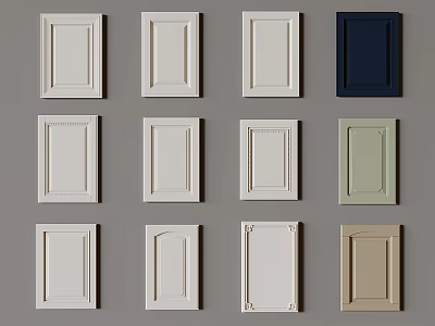 Various Style Wardrobe Doors with Different Colors and Decorative Panel Designs 3d model