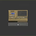 Golden Commercial Cash Register With Display Screen Keyboard And Storage Drawer