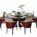New Chinese Dining Table and Chair Set Round Dining Table and Chair Tableware 3d model