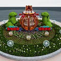 Green Rabbit Topiary Display Featuring 2023 Circular Ornament And Flower Decor