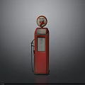 Vintage Red Gas Pump With Round Top Logo And Classic Design Elements