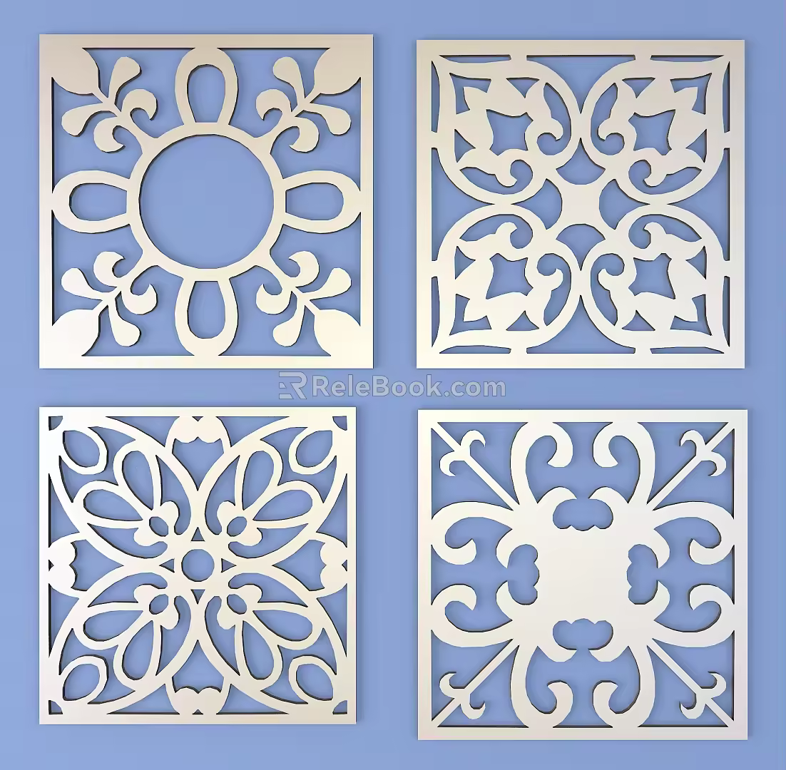 Metal Engraved Pane Border Pattern Lattice Traditional Pattern 3d model