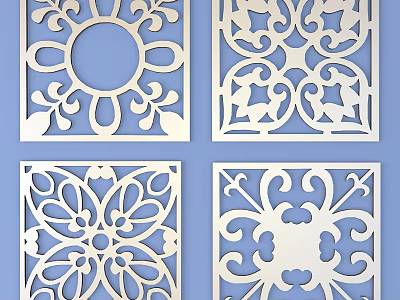 Various Intricate Lattice Window Designs With Classic Floral And Geometric Patterns 3d model