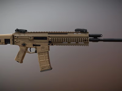 Tan Tactical Rifle With Picatinny Rail Scope Magazine And Modern Design 3d model