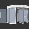Various Modern Door Designs Featuring Revolving Glass Doors And Golden White Frames