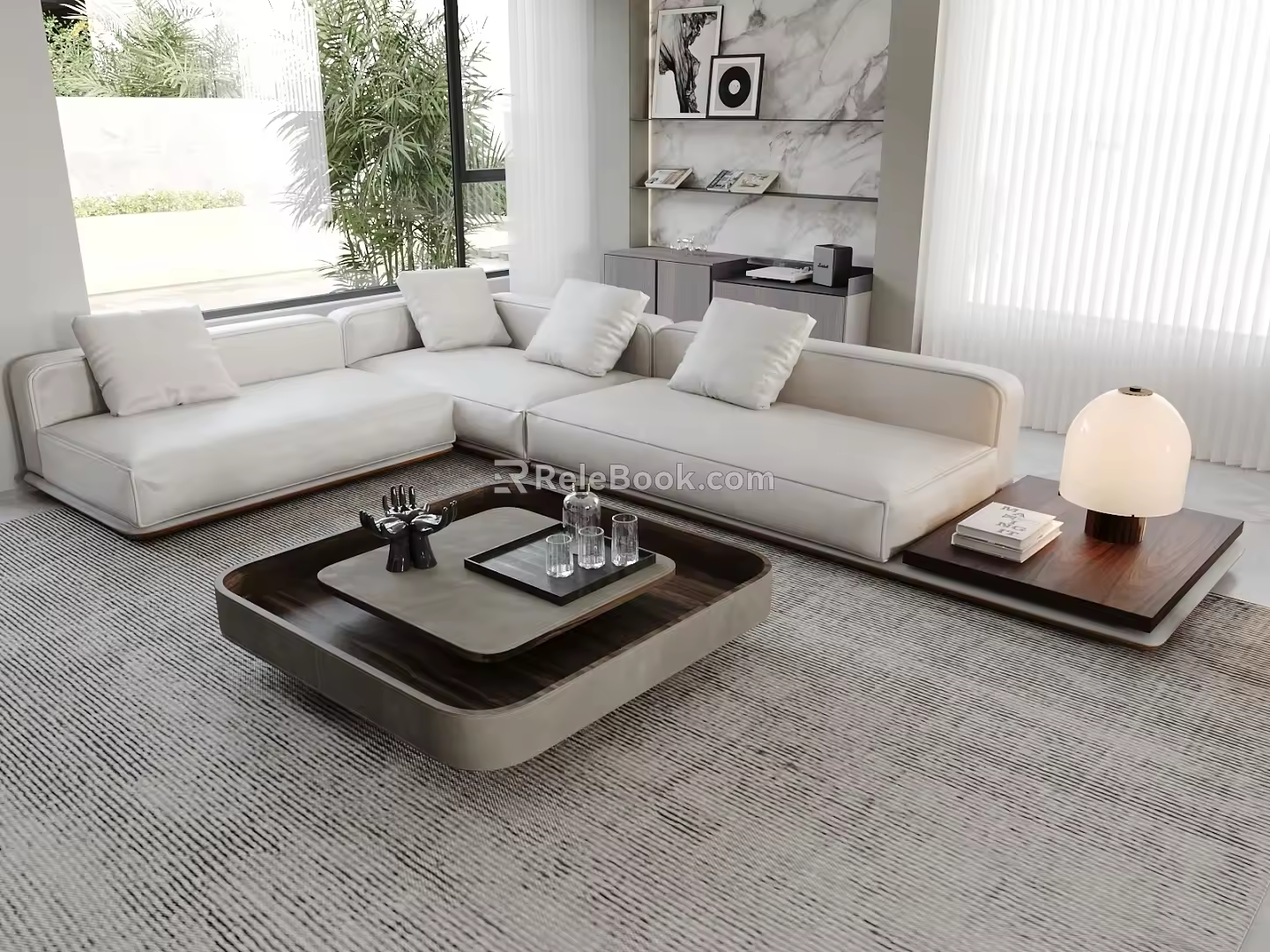 Modern Sofa Coffee Table Combination Corner Sofa L-Shaped Sofa 3d model