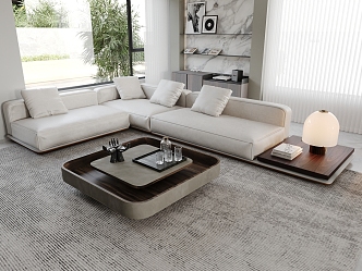 Modern Sofa Coffee Table Combination Corner Sofa L-Shaped Sofa 3d model