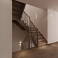 Elegant Modern Wooden Staircase With Illuminated Railing In Interior Design