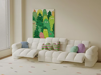 Modern cream style multi-person sofa in-line sofa 3d model Modern cream style multi-person sofa in-line sofa 3d model