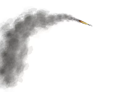 High Speed Flying Rocket Weapon With Visible Black Smoke Trail 3d model