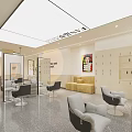 Modern Hair and Beauty Salon Interior With Styling Chairs Mirrors Waiting Sofa And Storage Cabinets