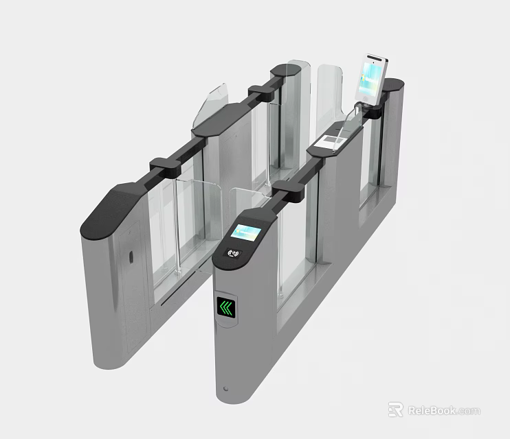 Smart Public Facility Turnstile With Mobile Phone Scanning And Facial Recognition Access Control 3d model 