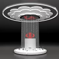 Modern Display Shelf With Cloud Shaped Top Red Logo Lighting And Display Items 3d model