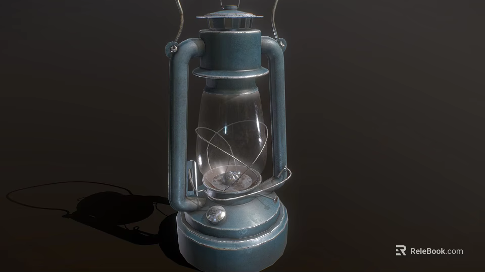 Vintage Blue Candle Lamp With Metal Frame Glass Shade And Classic Design 3d model 