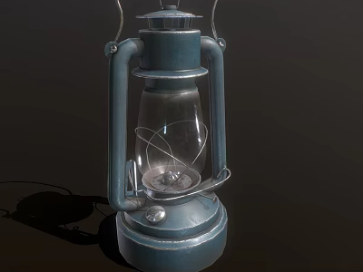 Vintage Blue Candle Lamp With Metal Frame Glass Shade And Classic Design 3d model