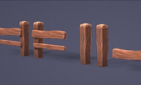 Wood fence cartoon fence wood cartoon wood Q version of wood 3d model