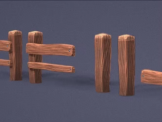Wood fence cartoon fence wood cartoon wood Q version of wood 3d model
