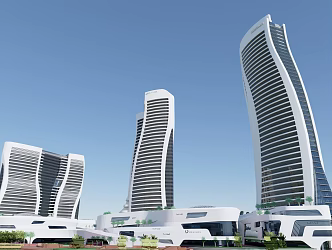 modern office building office building urban complex 3d model