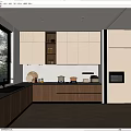 Modern Kitchen Interior Design With White And Brown Cabinets Countertop Appliances And Natural Light
