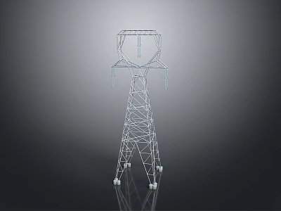 Wood And Stone Power Tower Structure With Grid Design And Support Base 3d model